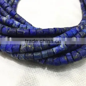 Morre Than AAA Lapis Lazuli Rondelle Beads Rough Coin Shape Loose Gemstone thumbnail-6