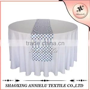 13"*108" Blue Plaid Sequin Wedding Table Runner thumbnail-1