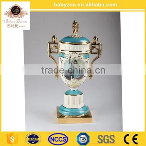 Babyzon Luxury Trophy, Home Decorative Items Ceramic Trophy Cup, Royal Blue Series Trophy thumbnail-4