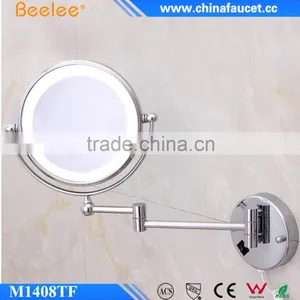 Beelee Chrome Silvery Round Mirror Modern LED Extendable Smart Makeup Mirror thumbnail-6