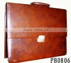 High Quality Men Brown Genuine Leather Briefcase thumbnail-1