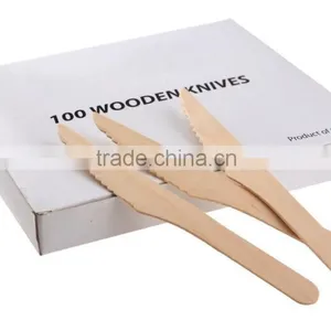 Disposable Birch Wooden Cutlery Spoon Fork Knife for Flatware Set thumbnail-1