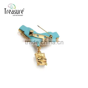 2015 Hottest Fashione Jewelry, Geometric Shape Figaro Chain Rhinestone Dangle Brooch Jewelry thumbnail-5