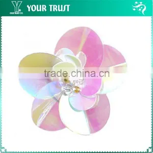 Clear Rhinestone Red Acrylic Stone Beaded Flower Sequin Applique Patches thumbnail-5