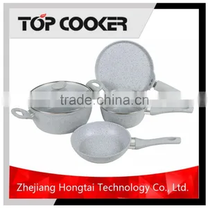Hot Selling 6pcs Aluminum Non Stick Marble Cookware Sets thumbnail-1