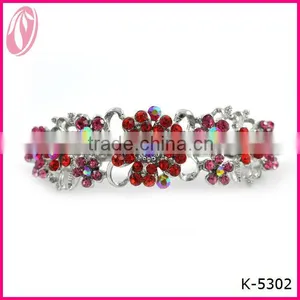 New Fashion Colored Rhinestone Silver Metal Hair Barrettes thumbnail-1