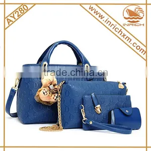 2016 New Designer China High Quality Elegent PU Leather Bags Set Women Tote Bags 4 Pcs Women Handbags Set for Quality Choice Most P thumbnail-2