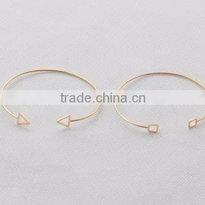 S>>>>Trendy Geometric Double Triangle Bangle Alloy Plated Gold Silver Design Opening Classic Bangles/ thumbnail-1