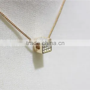 Cheap Corn Chain Necklace Square w/ Clear Diamond Necklace Simple Chain Gold Necklace2016 Fashion Style Wholesale thumbnail-3
