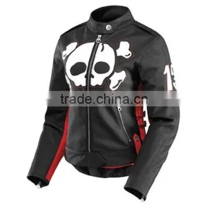 New Icon Hella Crossbone Women Racing Fashion Leather Jacket thumbnail-1