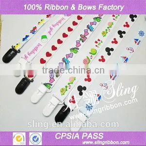 Wholesale Printed Grosgrain Ribbon Baby Pacifier Clip thumbnail-1