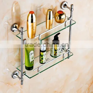 80100 Bathroom Shelf Contracted Silver Double Glass Shelf Hotel Use 3c Proved thumbnail-3