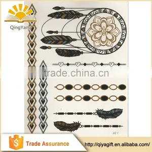 Non-toxic Temporary Metallic Fashion Water Transfer Sticker Body Tattoo thumbnail-1