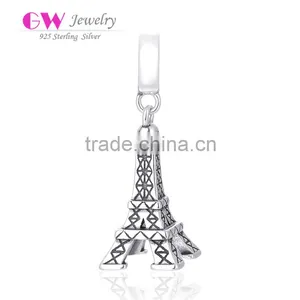 S167 Globalwin Chinese Imports Wholesale Silver Eiffel Tower Charm Pendant thumbnail-1