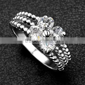 Wholesale Fashion Jewelry Gold/silver Clear Crystal Luxury Wedding Piston Ring thumbnail-1