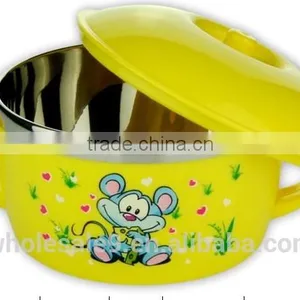 Newest High Quality Staniless Steel Colorful Two Ear Children Bowl thumbnail-2