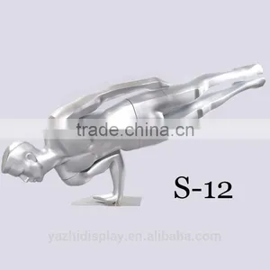 High Quality Fiberglass Silver Sports Male Mannequin for Window Display thumbnail-1