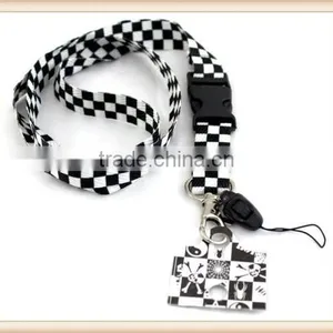 White Checker Lanyards, ID Card Holder, Key Neck Strap Lanyard, Phone Neck Strap thumbnail-1