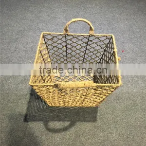 Wholesale Handmade Fashion Square Hemp Rope Basket thumbnail-2