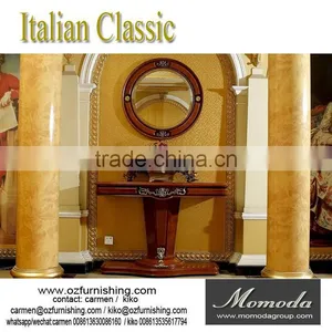 YB29 Luxury French Antique Reproduction Mahogany Console Table/ European Palace Fancy Side Table With Brass Goddess Decoration thumbnail-1