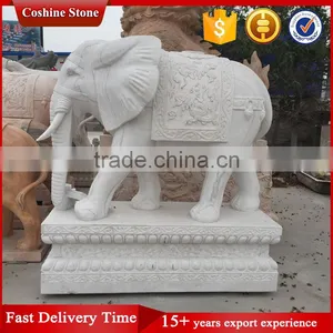 Outdoor White Marble Elephant Statues thumbnail-2
