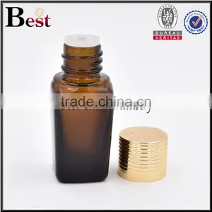 10ml Square Amber Glass Empty Fragrance Oil Bottle With Gold Aluminum Cap thumbnail-2