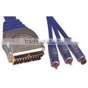 Moulded 21 PIN Plug Scart to 2RCA Plug and S-VHS Plug Scart Cable thumbnail-1