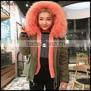 New Design Rabbit Fur Lining Parka Faux Fur Collar Jacket thumbnail-5