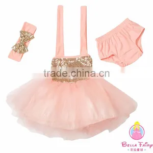 Baby Girls Cotton Sequin Halter Dress Set Girls Party Wearing Dress thumbnail-4