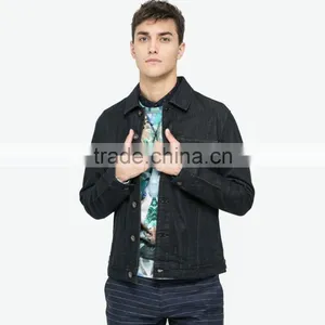 Wholesale Custom Plain Black Winter Man Jacket Denim Factory Price thumbnail-1