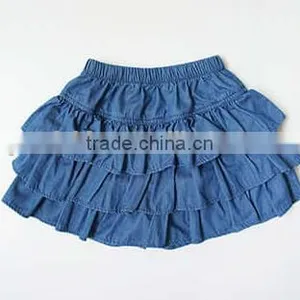 Denim Clolr 3 Layers Ruffle Shorts Stylish Kids Clothes Girls Shorts Wholesale thumbnail-3