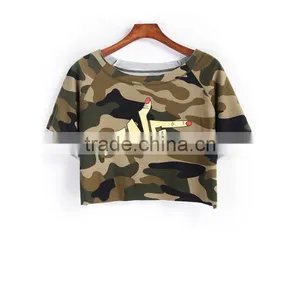 Wholesale Ladies T-shirt Army Green Short T-shirt for Ladies thumbnail-1