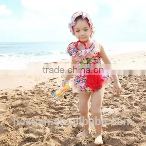 Children Girls Ruffle Bathing Suit 2pcs Toddler Baby Girls Swimwear Bikini Kids Girls 3-Pieces Bikini Cap Set thumbnail-3