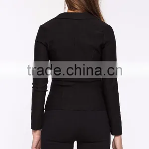 Fashion Curved Collar Long Sleeve Ladies Blazer Designs Women Blazer With Single Button Closure thumbnail-3