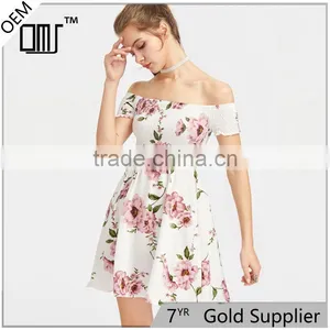 Petite Women Fit and Flare off the Shoulder Skater Dress thumbnail-1
