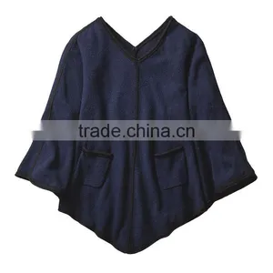 Custom Knit Sweater Women Pullover Poncho With Two Warm-Keeping Pockets thumbnail-5