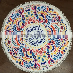 Microfiber Reactive Screen Print Round Beach Blanket thumbnail-4