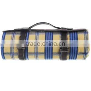 Green Check Printed Polar Fleece+sponge+polyester With pu Handle Waterproof Camping Mattress thumbnail-6