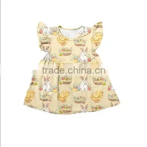 Bunny With Chick Smocked Bishop Dress for Easter thumbnail-1
