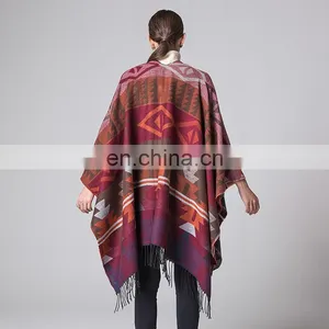 Cashmere Scarf Lengthened And Thickened Folk Style Travel Down Cape Cloak thumbnail-3