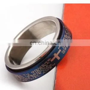 HOT Unisex Titanium Stainless Steel Bible Lord's Prayer Cross Band Ring thumbnail-5