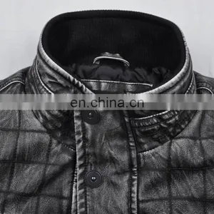 2017 Lastest Fashion Hot Sale Diamond Quilted pu Men Long Jacket thumbnail-4