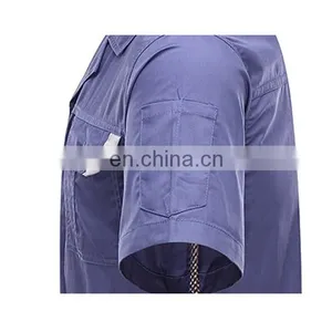Hot Selling Solid Color Short-Sleeved Labor Uniform / Workwear Uniforms Industrial Uniform of 100% Cotton/CVC/TC thumbnail-3