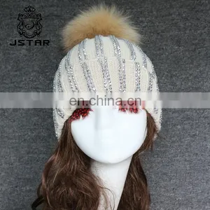Hot Sale Fashion Winter Custom Pompom Hat Knitted Cap thumbnail-4
