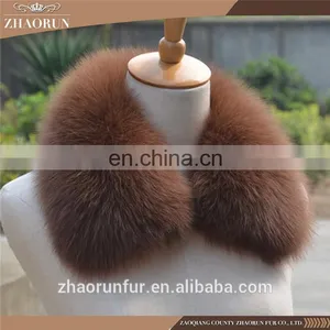 100% Real Winter Multicolor Fox Fur Collar thumbnail-4