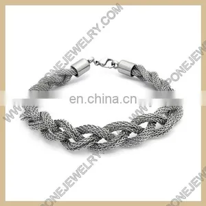 Customized Letter X Stretch Stainless Steel Cable Mesh Bracelet thumbnail-2