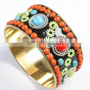 Vintage Embossed Brass Bangle thumbnail-1