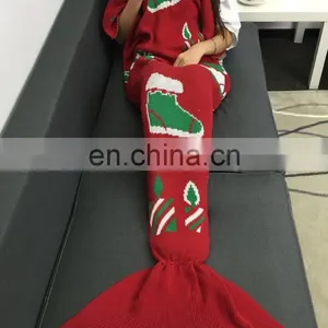 High Quality Knitted Cotton Crochet Christmas Mermaid Blanket Fish Tail Blanket thumbnail-3