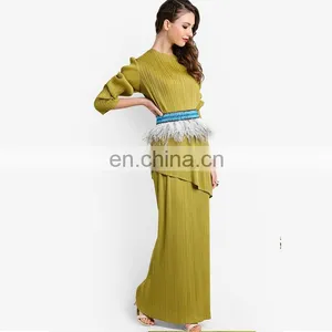 Wholesale Plain Islamic Dress Women Pleats Islamic Clothing thumbnail-3