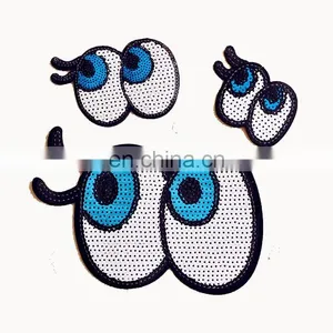 Cute Cartoon Blue Eyes Sequin Patch Embroidery Applique thumbnail-1